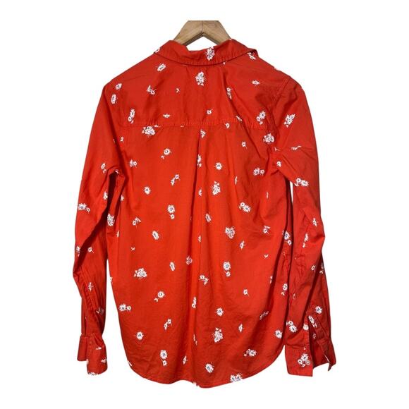 Lucky Brand Button Front Shirt Blouse Top Orange Floral Size Small Boho Western - Picture 3 of 6